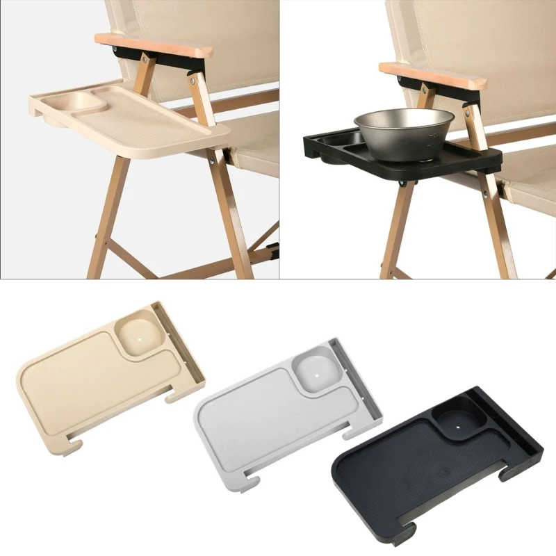 Multipurpose Folding Chair Cup Holder Snack Tray Universal Reclining Chair Clip Outdoor Beverage Drink Utility Tray for Camping