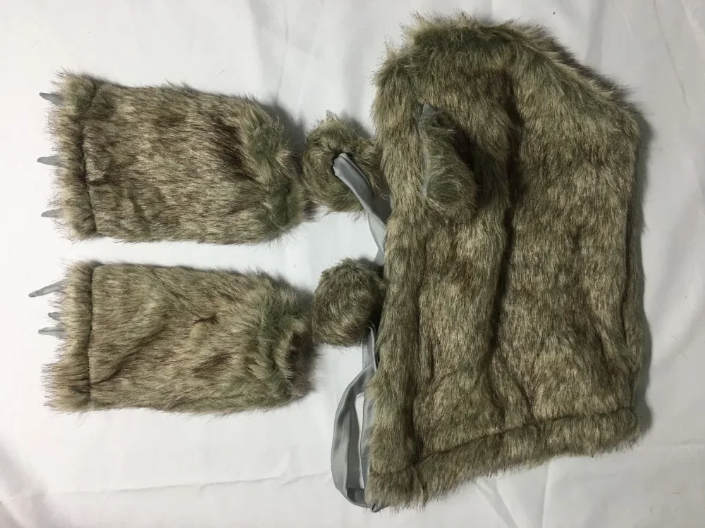 Costume de Loup en Fourrure Marron Gris pour Femme, Tenue Animale en Peluche, Performance Adulte Trempée pour le Cosplay de Carnaval de Pourim