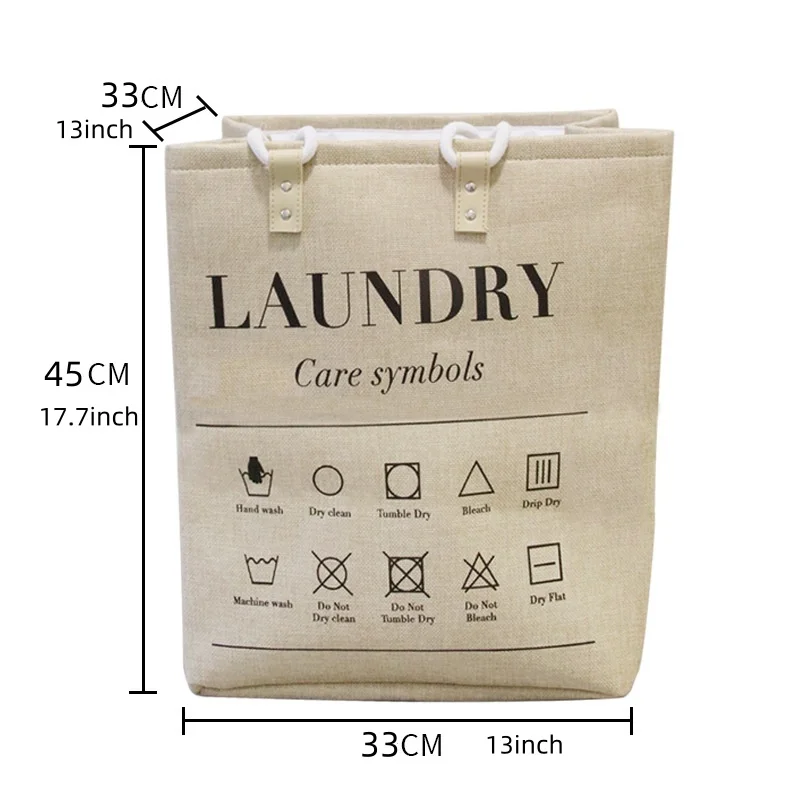 New Laundry Basket Leather Handle Waterproof Large Cotton Linen Storage Basket Kids Toys Foldable Dirty Clothing Orgnizer Bin