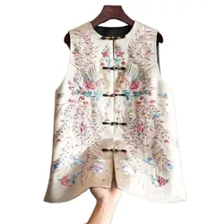 Thin Streetwear Quality Chinese Ethnic Style Jacket Vests for Women Clothing Coats Fashion Clothes Embroidery Casual Vintage