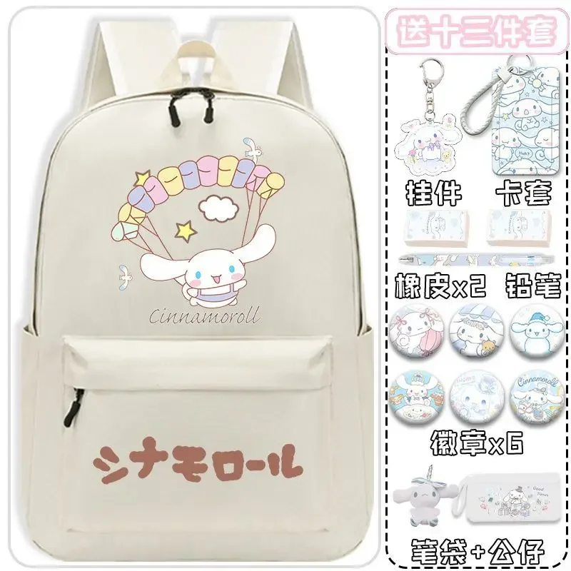 Sanrio Cinnamoroll Babycinnamoroll Schoolbag para homens e mulheres, grande capacidade, mochila dos desenhos animados do estudante, leve, bonito, novo