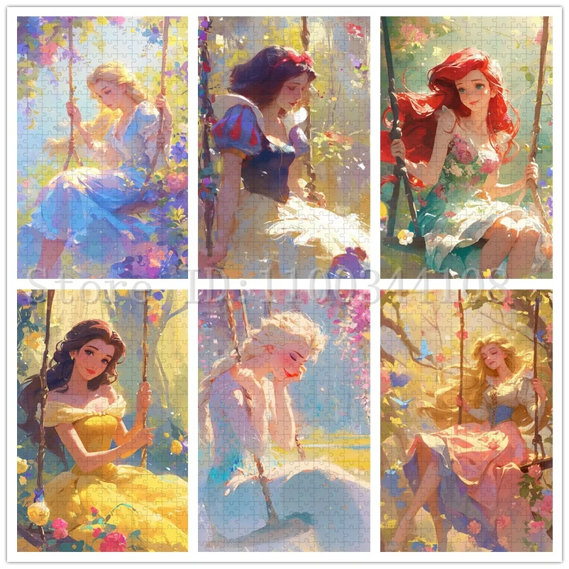 Disney Diy Puzzles for Adults Princess Jasmine Ariel Cinderella Elsa Cartoon Jigsaw Puzzles Stress Relief Toys