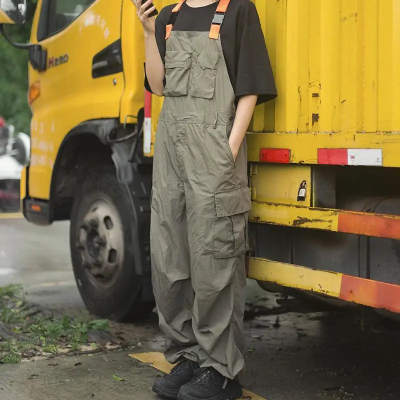 Workwear Trousers Overalls Loose Young Slim Lovers' Suspenders Multiple Pockets Cargo Pants Wide-leg Jumpsuits