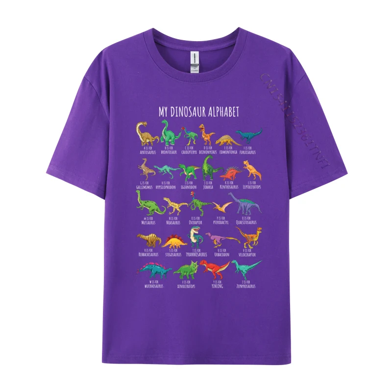 Types Of Dinosaurs Alphabet A-Z ABC Dino Identification Simple Style T-Shirt For Men Camisa NEW YEAR DAY Tops Shirts