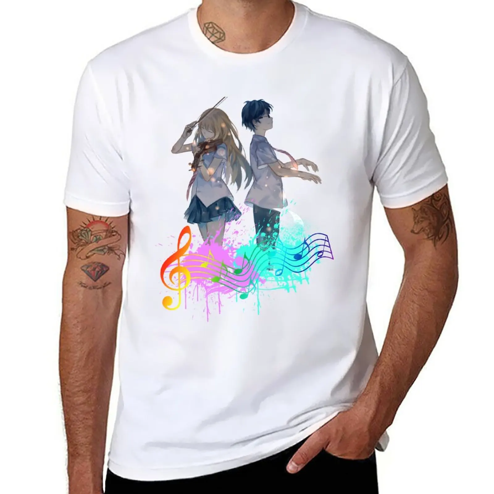 Shigatsu wa kimi no uso T-Shirt oversized boys whites mens workout shirts