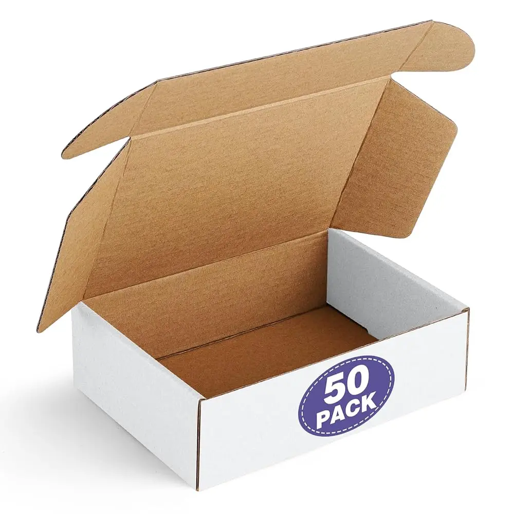 

7x5x2 Small Shipping Boxes 50 Pack - White Cardboard Box Mailers, Corrugated Mailing Boxes for Packaging Small Business