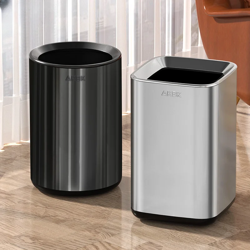 Stainless Steel Light Luxury Trash Can Double Bucket Design Versatile Scene Rubbish Bin for Modern Home Aesthetics