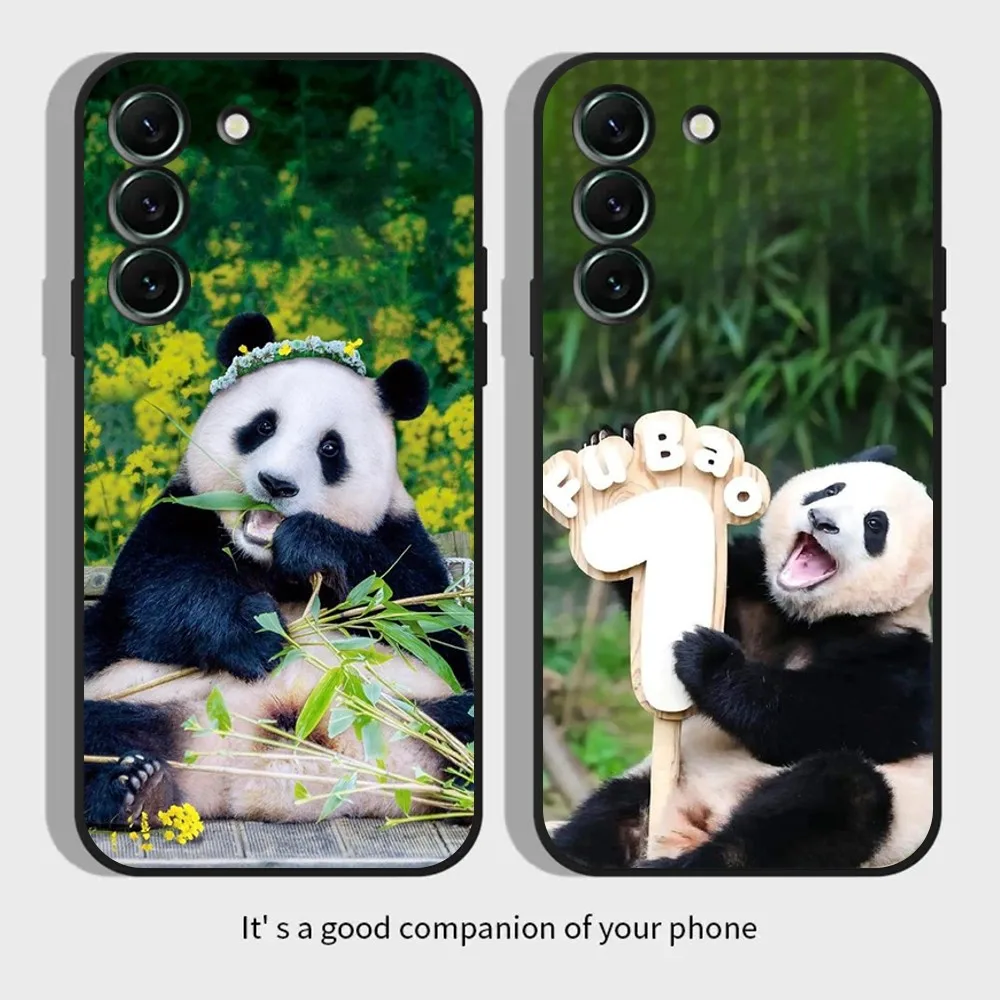 Panda FuBao Phone Case for SamsungS24,S23,S22,S21,S20 Ultra Pro S10,S30Plus,20 Ultra Black Cover