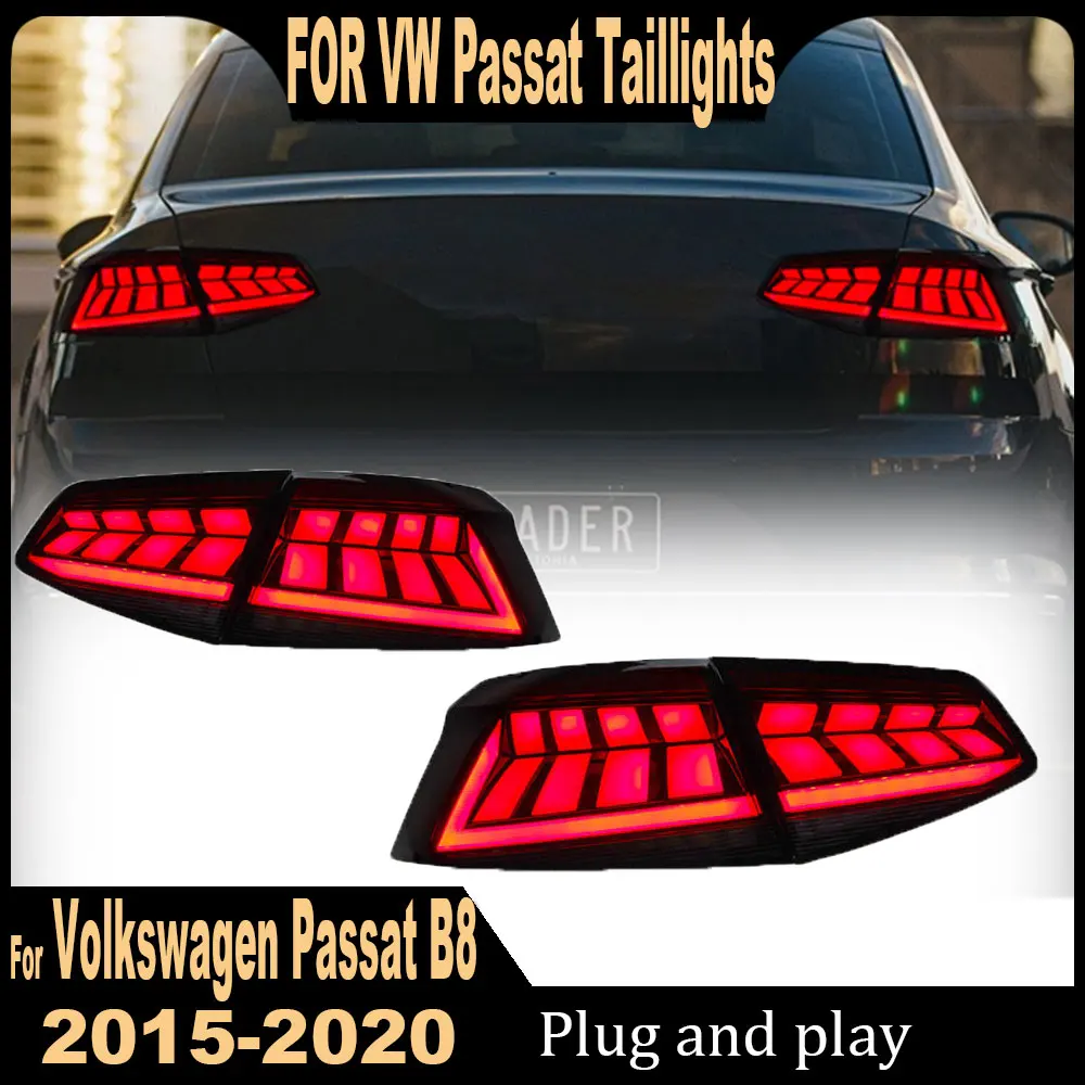 2PC Car Tail Lights For Volkswagen VW Passat B8 B9 2015-2020 Magotan LED Tail Lamp Dynamic Signal Light Light Tail Lamp Assembly