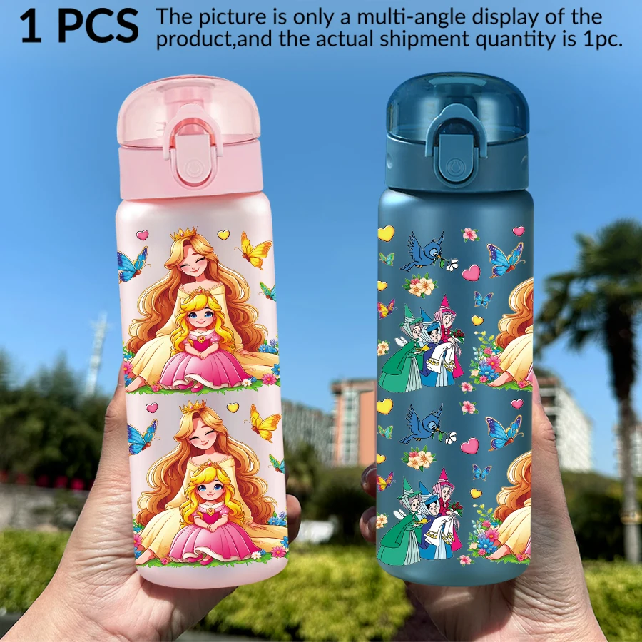 1 pezzo Disney Princess/fiore/modello 26 once bottiglia d'acqua in plastica tazza sportiva come regalo di compleanno/retro a scuola