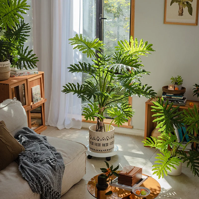 Artificial Green Plant Spring Feather False Tree Pot Large Bionic Plants Floor Decoration Landscaping Pieces Craft Decor