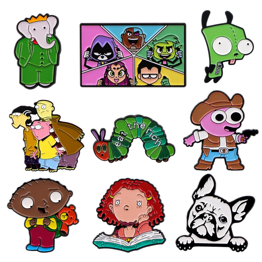 Cartoon TV Series Alien Brooches for Clothes Lapel Pins for Backpack Enamel Pin Kids Badges Jewelry Accessories Holiday Gifts