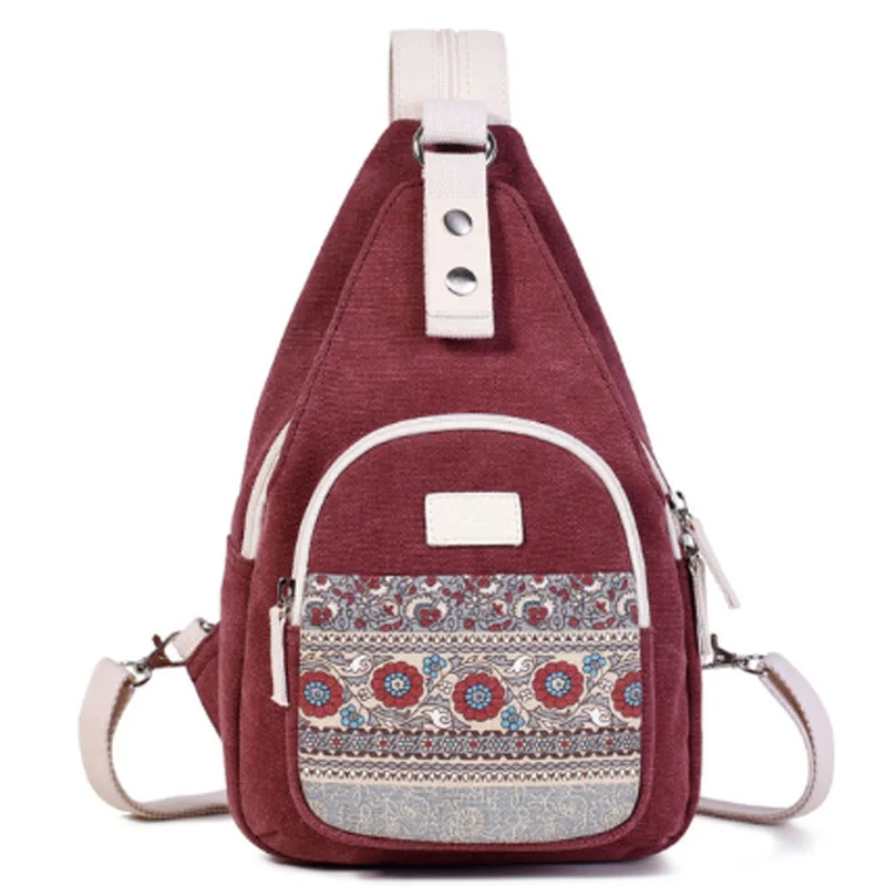 

New Canvas Chest Bag Unisex Casual Bag Personality Ethnic Style Retro Shoulder Bag Backpack