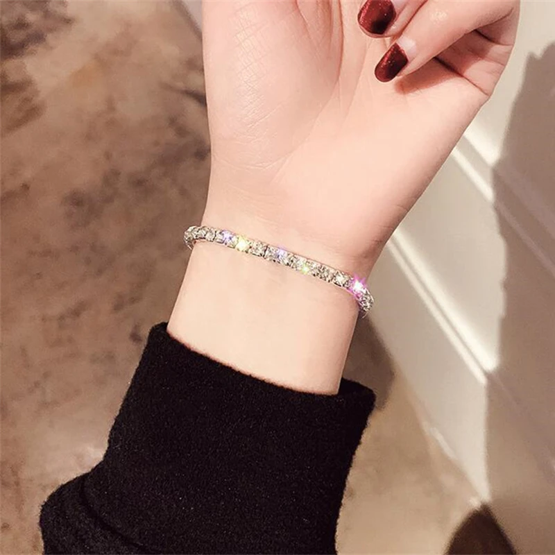 Fashion Shine Crystal Bracelets For Women Luxury Full Zircon Stretch Elastic Bracelet Girlsfriend Bangles Wedding Bridal Gifts