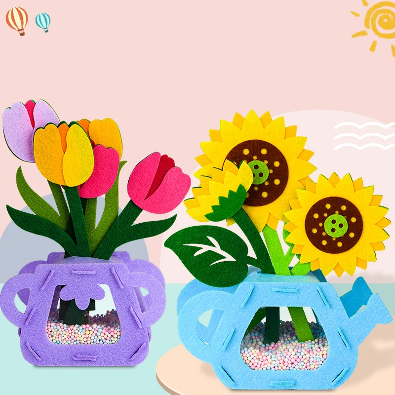 DIY Blumenspielzeug Montessori Kunsthandwerk Nichtweben Kunsthandwerk Blumentopf Spielzeug für Kinder Geschenk Frühes Vorschulpädagogisches Geschenk