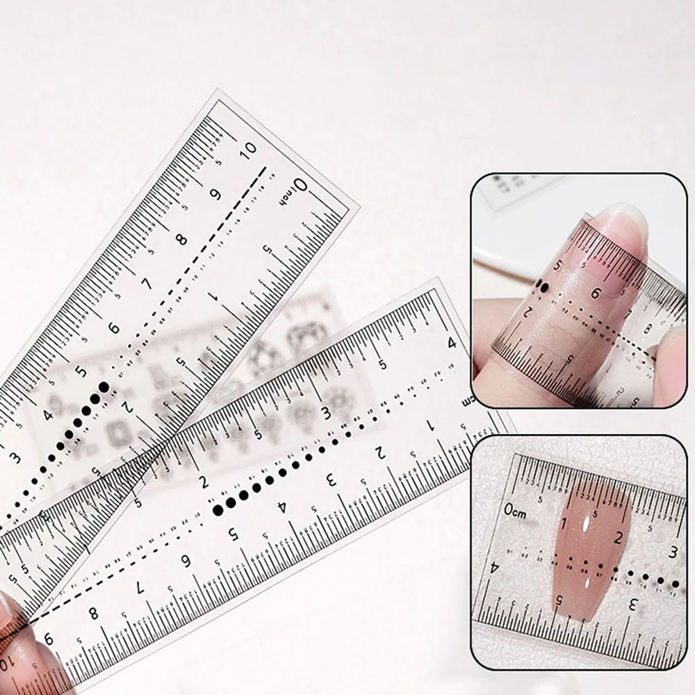 5PCS Nail Measure Ruler Easy Ultra-Thin Soft Circular Measure Manual Fake Nails Measuring Size Transparent Caliper Ruler Nails