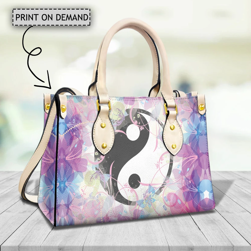 

Bagua Pattern Brand Design Casual Women's Handbag Fashion Pu Leather Top Handle Shoulder Bag New Trendy Luxury Commuter Clutch