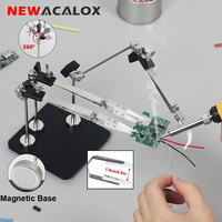 NEWACALOX High Temperature Resistant Ceramic Tweezers Magnetic Soldering Helping Hands with Heavy-Duty Base for PCB IC Repair