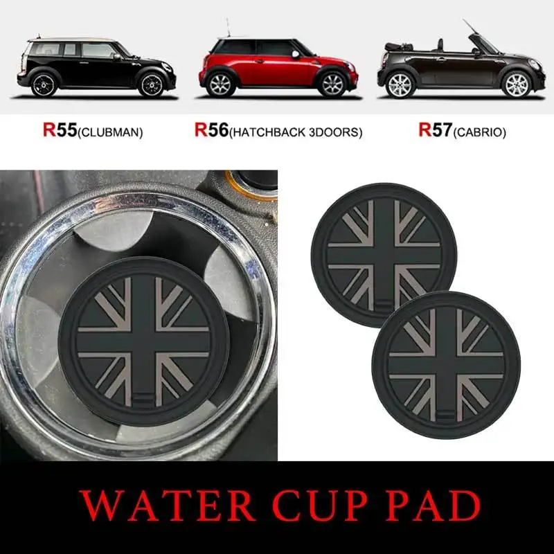 2Pcs 70mm Union Jack Car Cup Pad Groove Coaster Auto Non-slip Mat Pad For Mini Cooper Clubman R55 R56 R57 Countryman