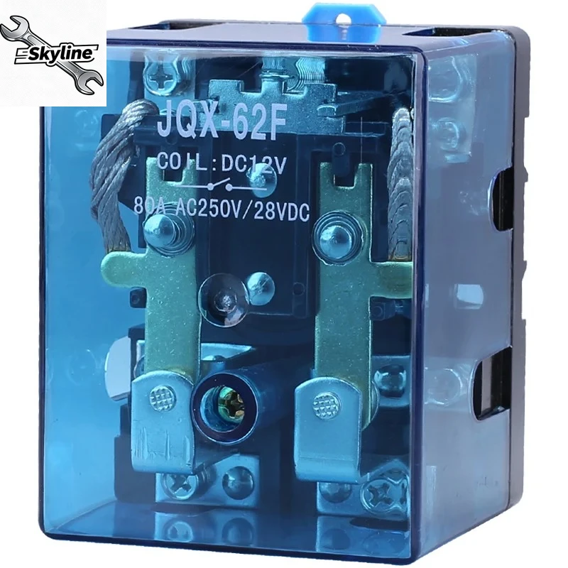 JQX-62F 120A High Power Relay, DC12V/24V/48V AC220V Silver Alloy Contacts, Fire-Resistant Shell