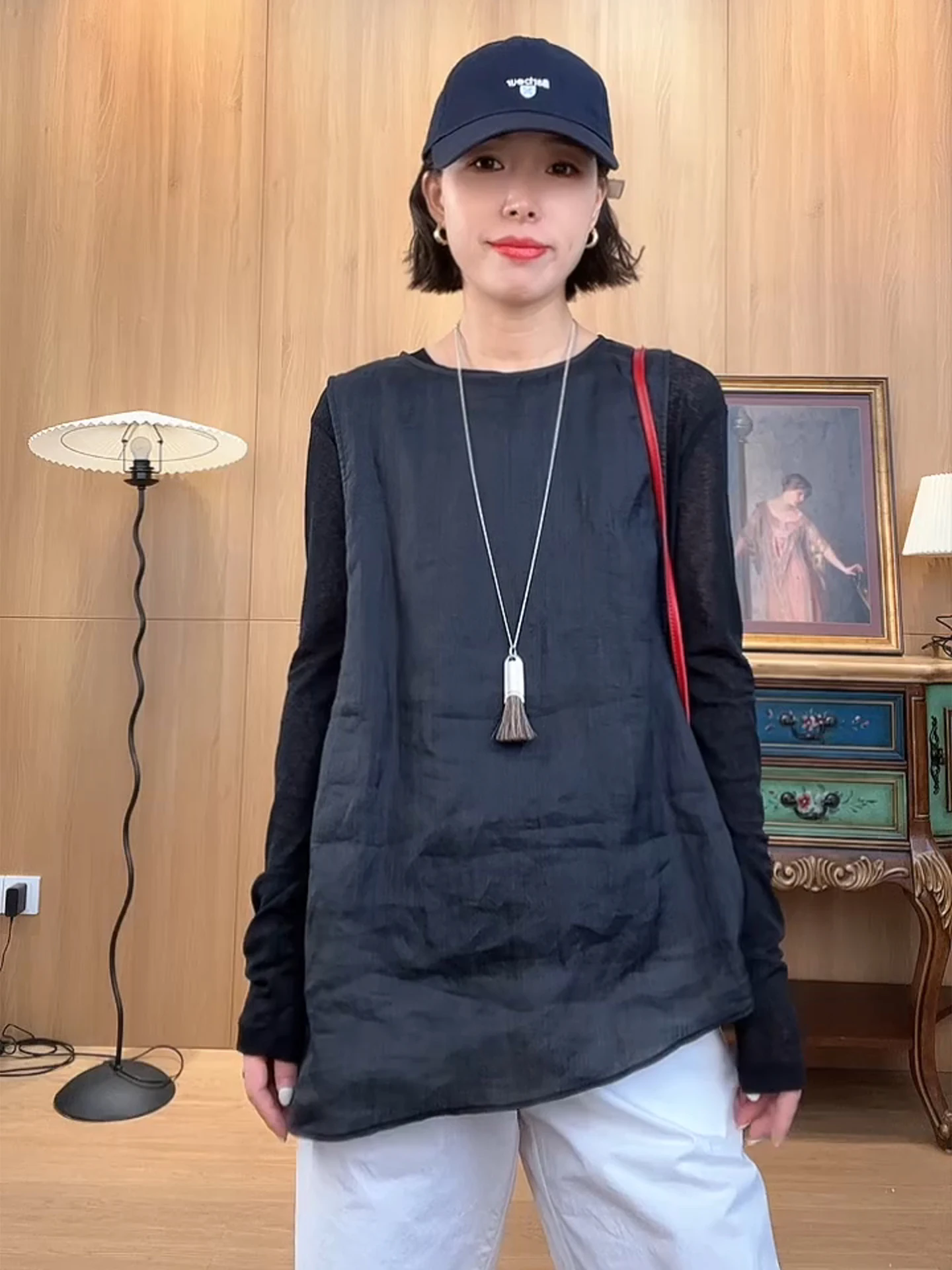 

Bla Linen Svel Vest Women's Loose Thin Sle Summer Top Faionable Casual Wear Commute Sle round Ne Vest