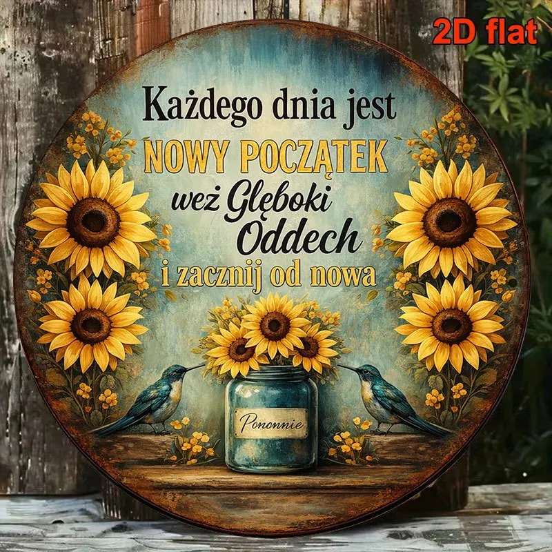 2D Flat - 1pc 8*8In/20X20Cm 2D Flat Round Sign, Vintage Plaque about 