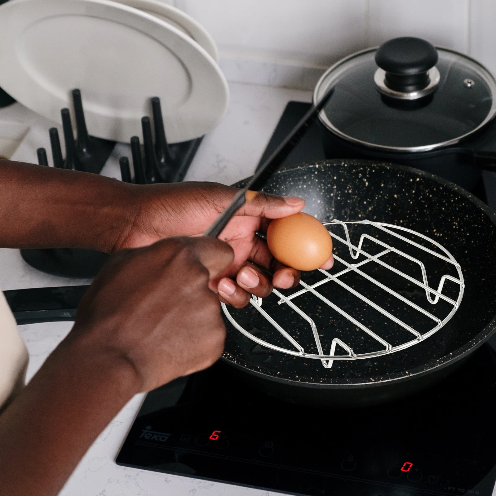

Heavy Duty Steamer Rack Made of Food Grade Stainless Steel Suitable for Rice Cooker Steaming Holder for Fish Meat Seafood