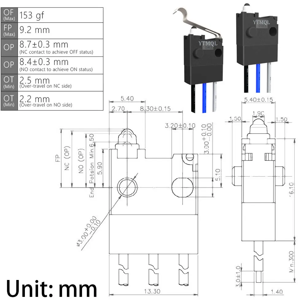 1Pcs For Peugeot 206 cc roof sensor micro switch IP67 DW3 Waterproof car door lock