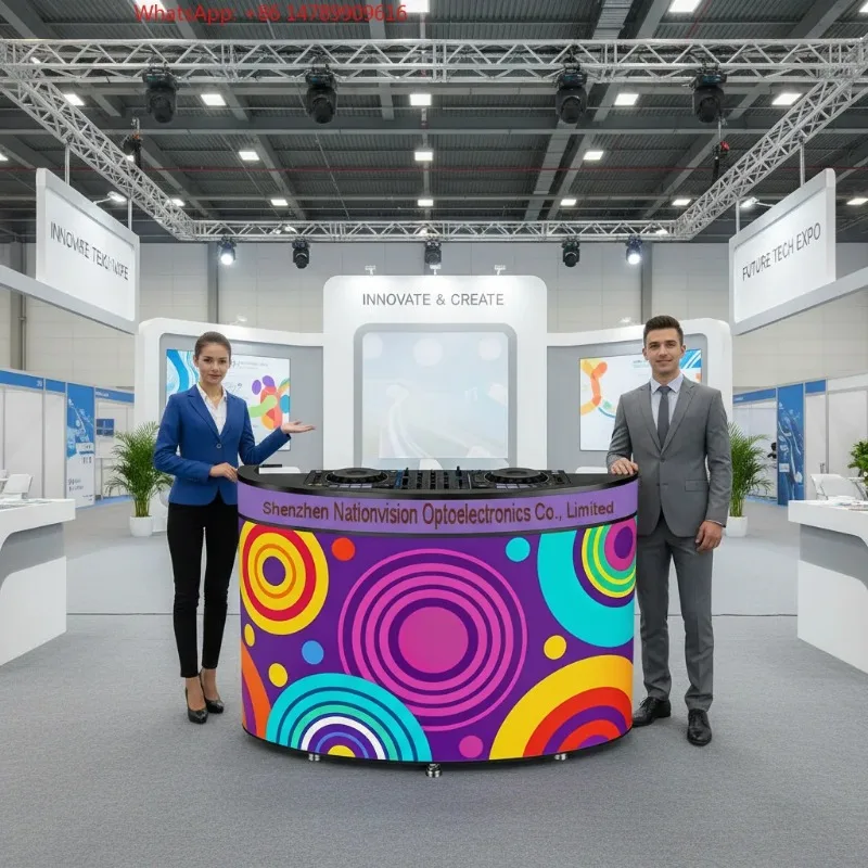

Portable Foldable LED DJ Booth P1.5 P2.5 Display Screen with Flight Case for Club Stage Disco 3D Rental