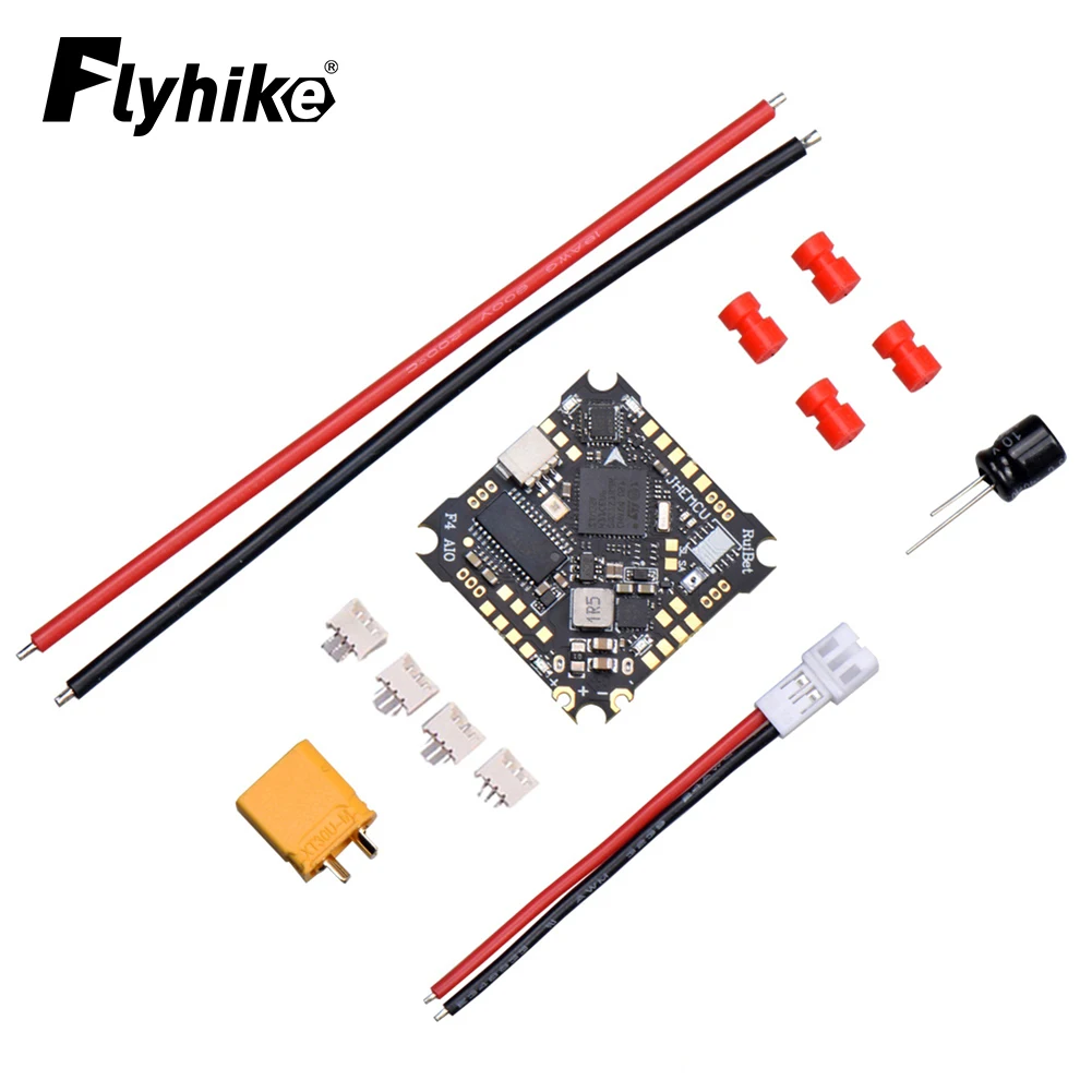 JHEMCU F4 AIO F411 Flight Controller BLHELIS 12A 4in1 ESC 1-2S Lipo Battery for RC FPV Freestyle Tinywhoop Cinewhoop Drone