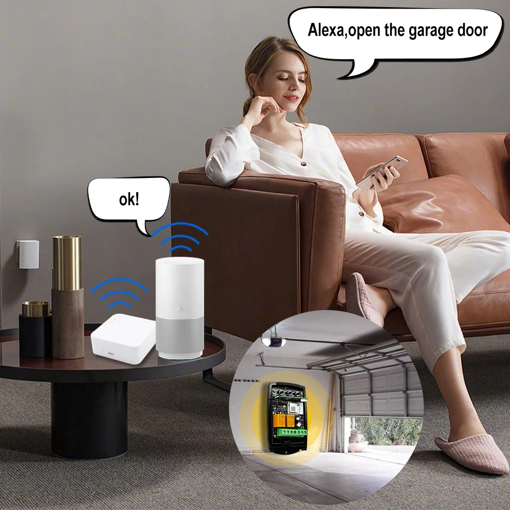 ZIGBEE 2CH 와이파이 스마트 차고 문짝 리모컨 리시버, 릴레이 모듈 컨트롤러 스위치, 알렉사, AC/DC, 7-32V, 85-250V, 433mhz