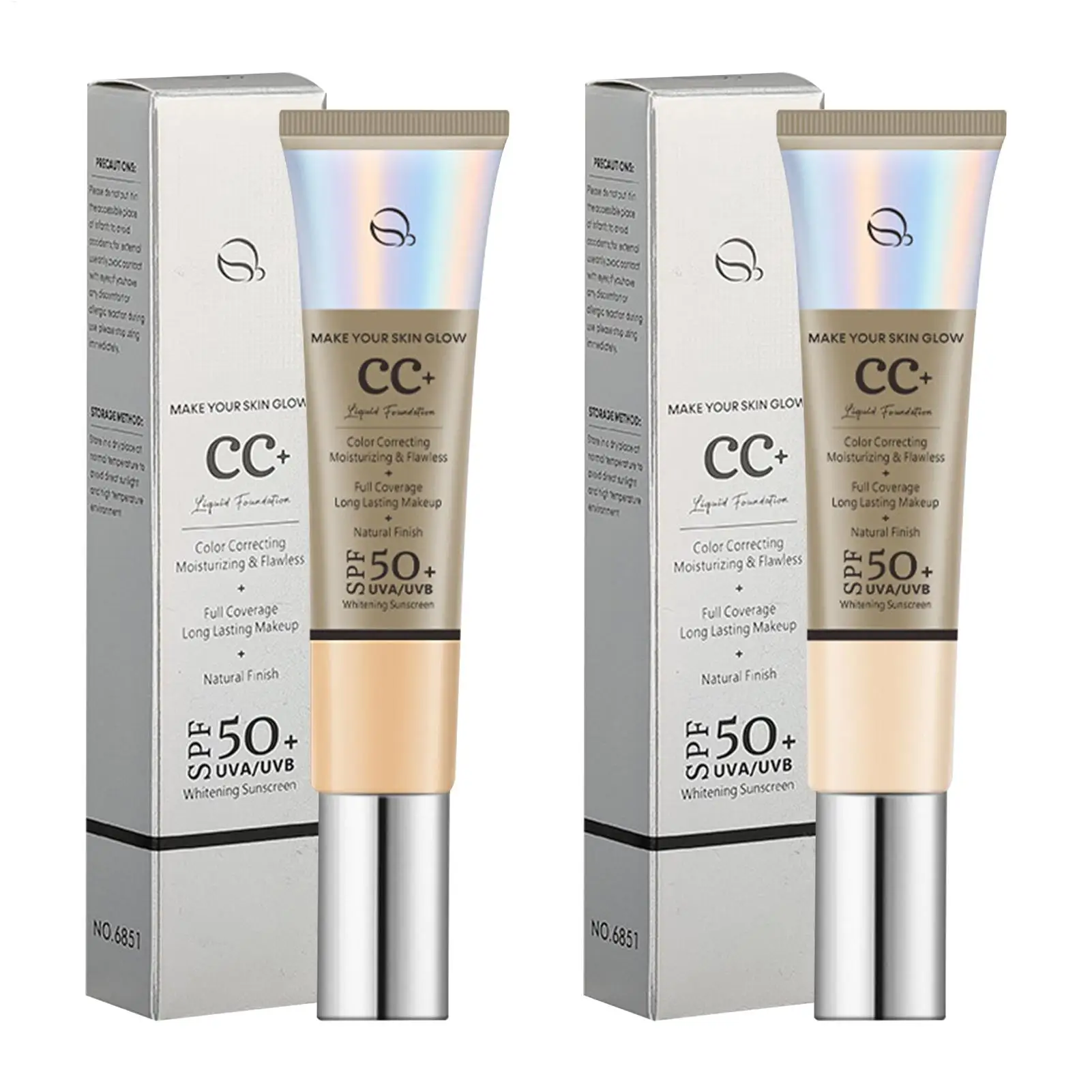 CC Cream Foundation FPS 50 Protetor Solar Base Corretivo Leve Hidratante Brightening Foundation Base Facial Maquiagem