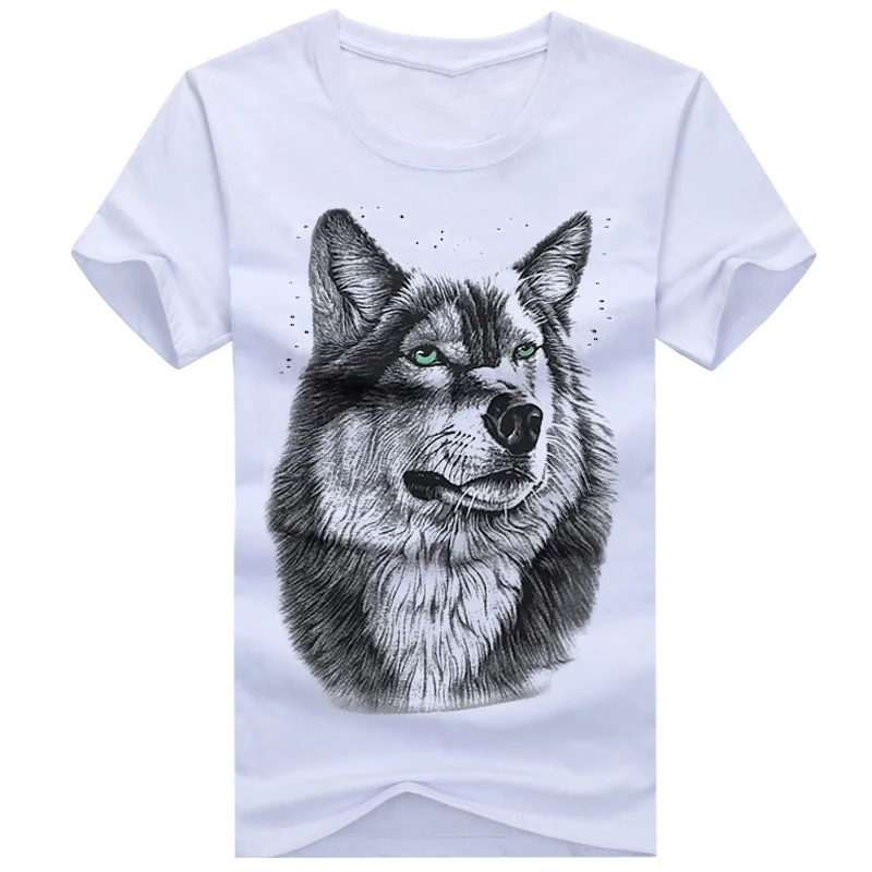 Fashion Animal Wolf Cotton T-Shirts Printed Men Women Hip Hop Casual Short Sleeve T Shirt Harajuku Y2K Unisex Tees Tops Clothing