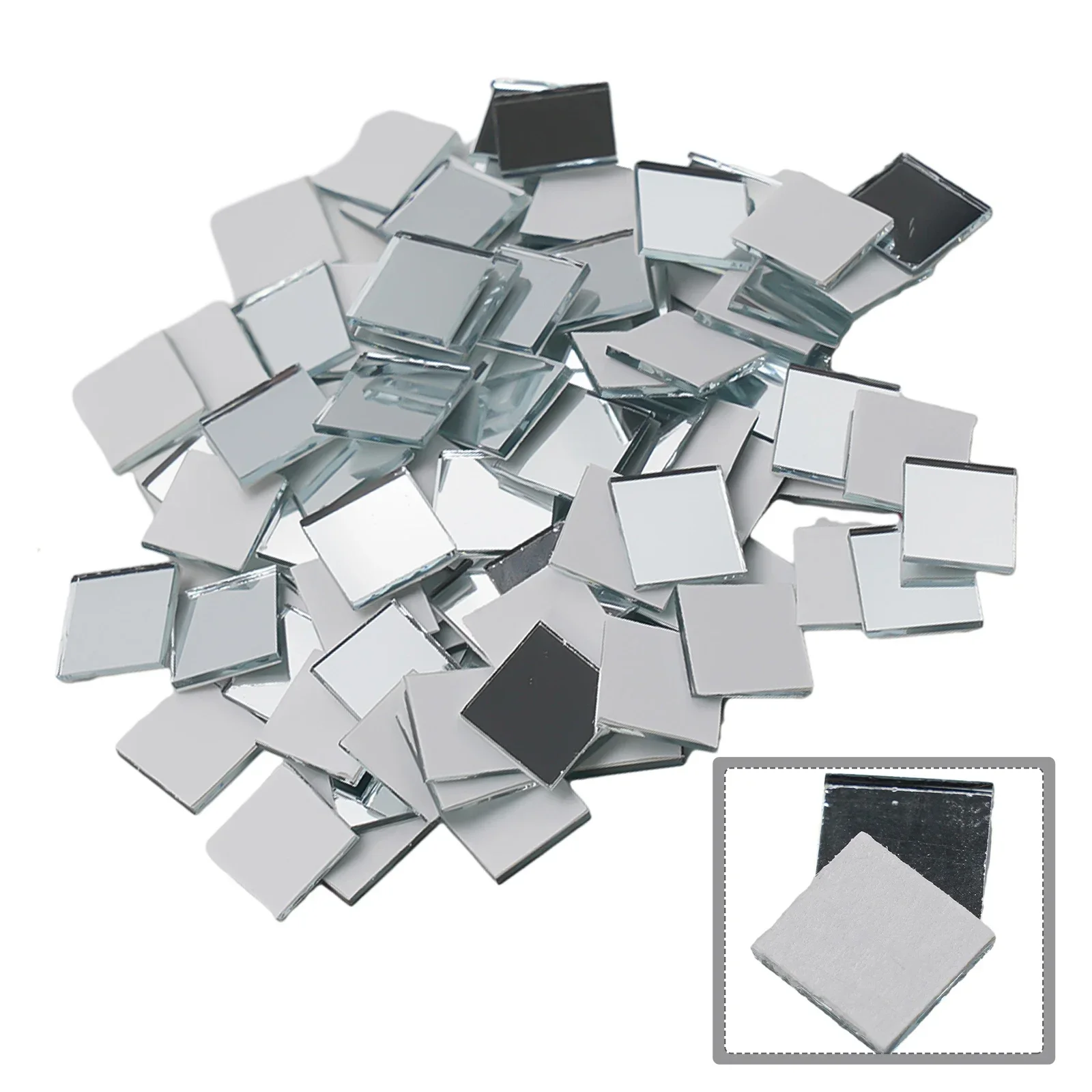 100PCS Mirror Glass Mosaic  Small Square Tiles  Mini Self-Adhesive Sticker  For Wall Bathroom DIY Home Decoration Crafts