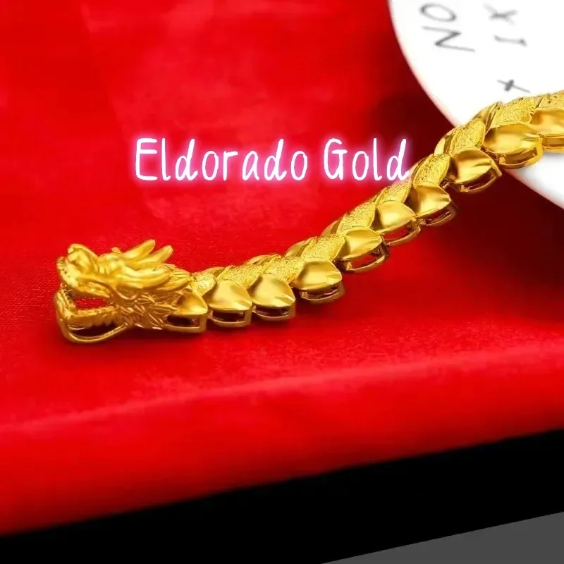 

Eldorado Gold Eldorado Gold Eldorado Eldorado Luxury 24K 9999 Pure Real Gold Aggressive Dragon Bracelet Faucet Wheat Bracelet
