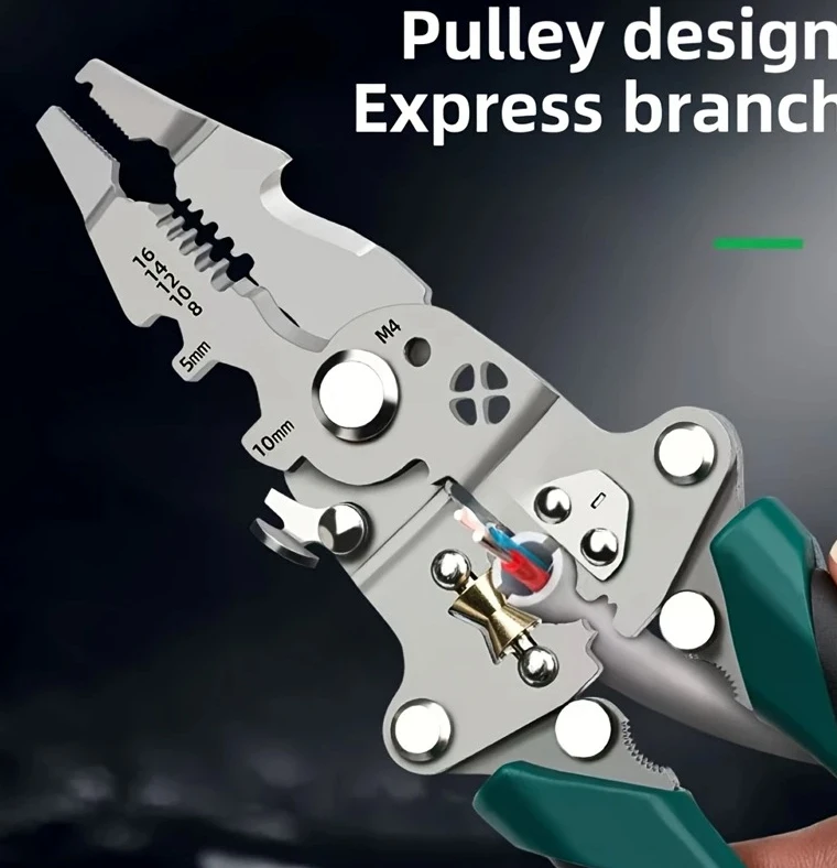 Electrician Pliers For Stripping Splitting Cutting Wires Professional Tool Foldable Multi Function Wire Stripper Crimper  Cutter