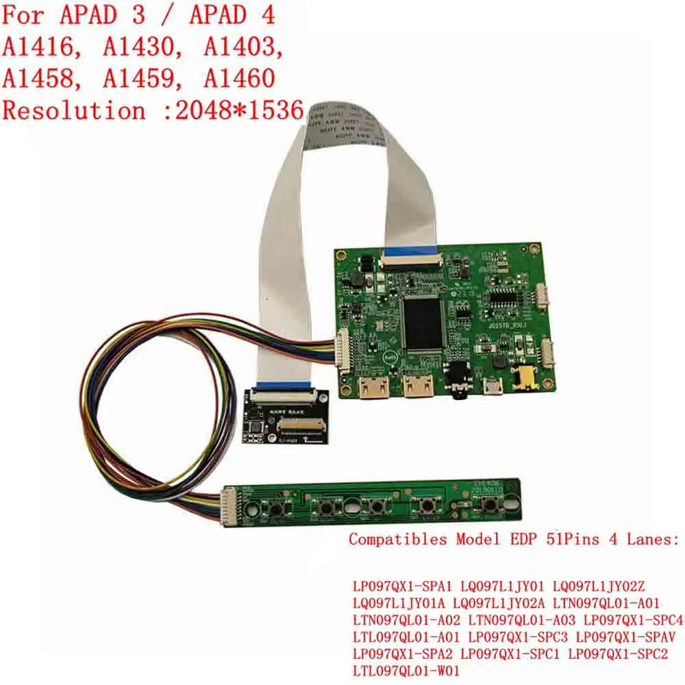 IPAD3 / 4 2K 2048X1536 LP097QX1 A1416 A1430 A1403 A1458 A1459 A1460 LCD Screen Mini-HDMI Control Driver Board Kit