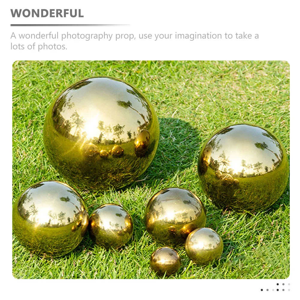 8 Pcs Reflection Ball Gazing Globe Gold Decor Hollow Outdoor Garden Mirror Stainless Steel Reflective