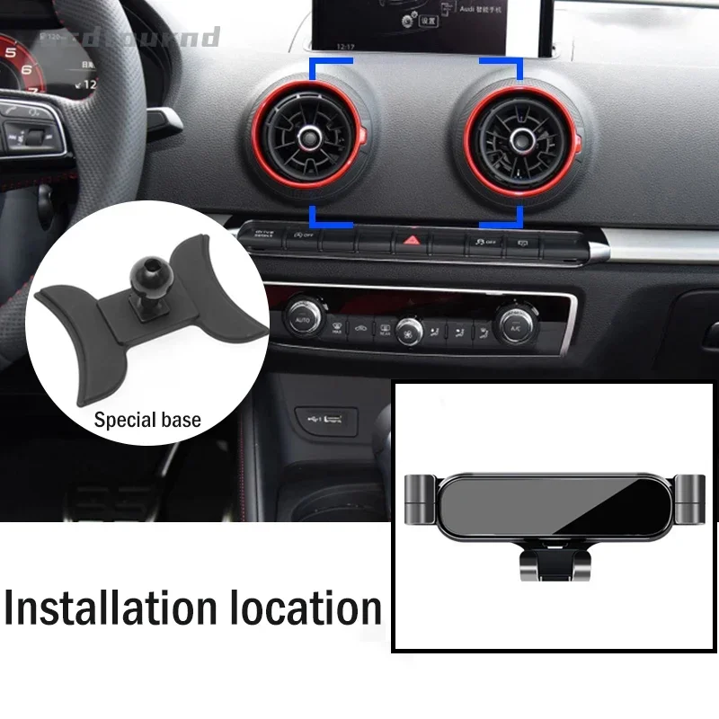 Car Phone Holder for Audi A3 S3 8V 2014-2020 Gravity Navigation Bracket GPS Stand Air Outlet Clip Support Mount Accessories image 3