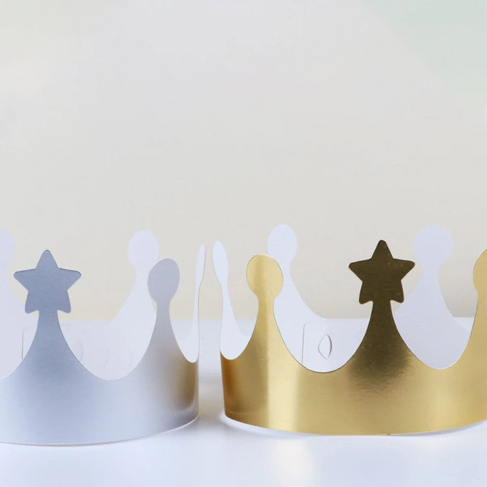 

20 Pcs Party Hats Birthday Accessories Crown Take Bath Paper Cap Golden Shower