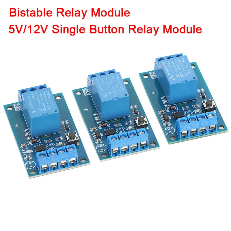 Bistable Relay Module 5V/12V Single Button Relay Module One Key Car Modification Start-Stop Self locking Car Modification Switch