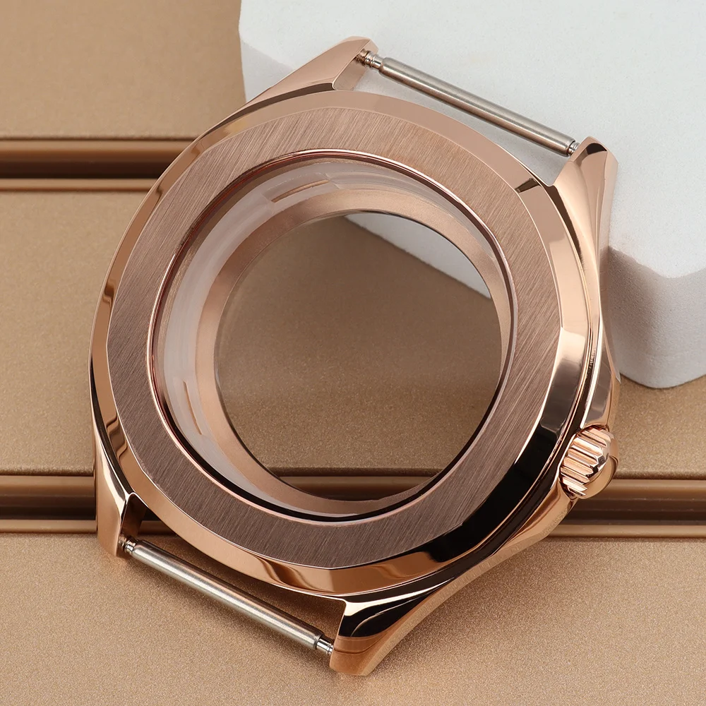

42mm Watch Case Sapphire Crystal Glass Rose Gold Case For Mod Nautilus AQUANAUT Watch Accessories NH35 NH36 NH38 NH72 Movement