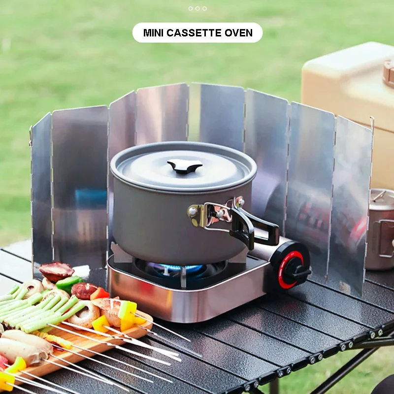 Outdoor Mini Gas Cooker Camping Hiking Picnic Fishing Hunting Cassette Barbecue BBQ Portable Outdoor Stove Cooking Kitchen