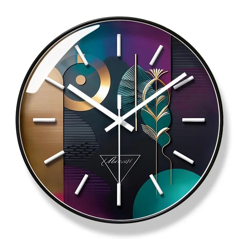 2026 New 10/12/14-inch Creative Text Leaf Graphics Printed Wall Clock Living Room Home Decoration Mute Quartz Clock Watch