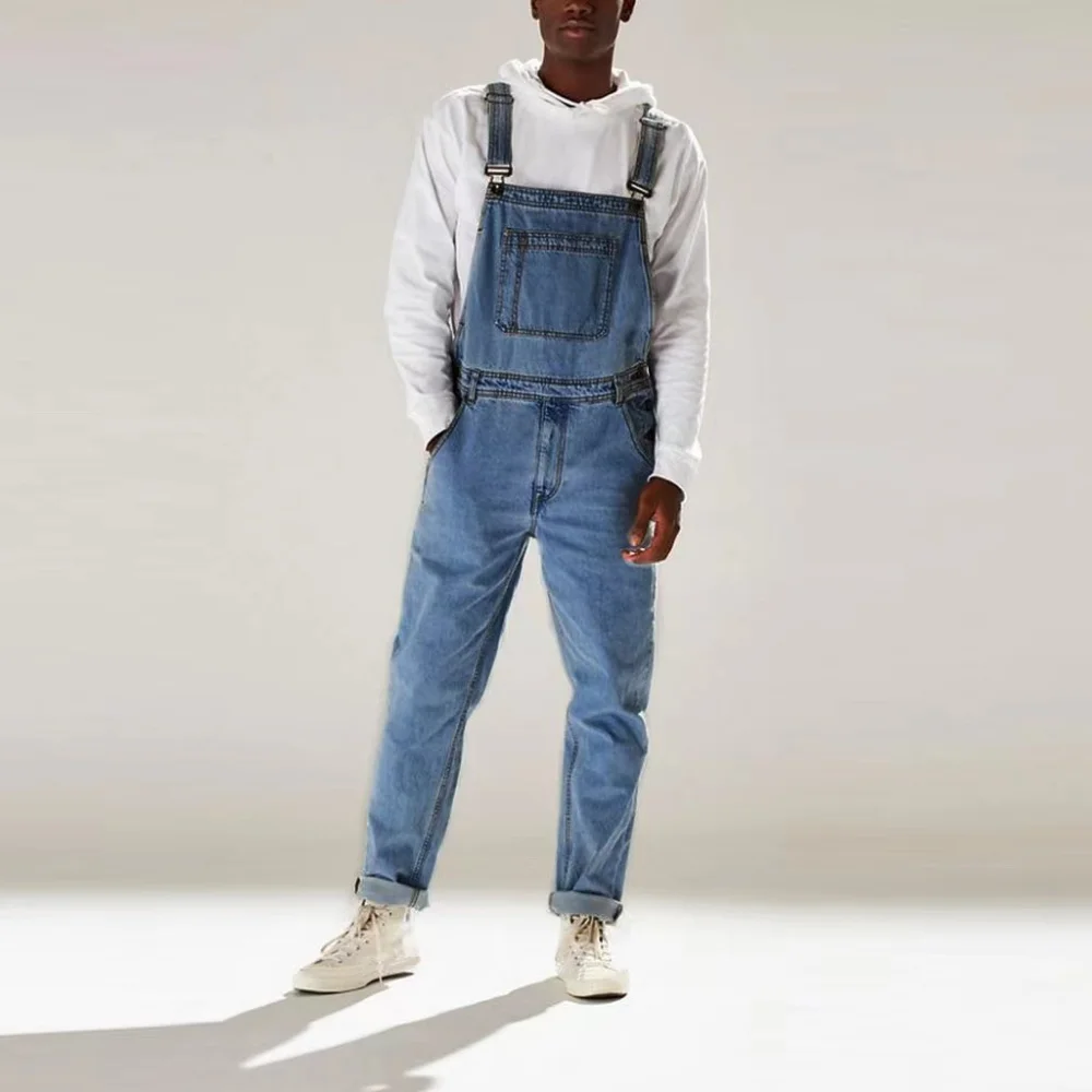 Denim jumpsuit heren Europese en Amerikaanse tooling denim jeans nieuwe zomer herfst heren eendelige baggy jeans y2k streetwear