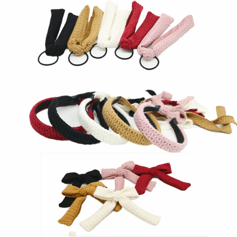 

NEW WINTER cable knitted braided style long tail headband scruchy fashion hair accessories