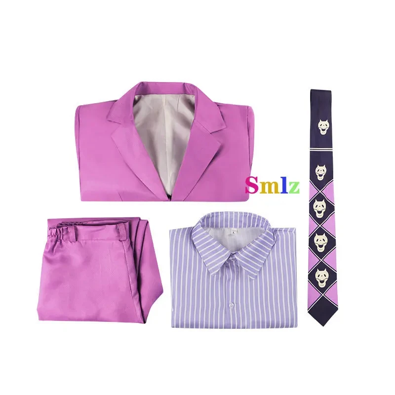 

s;3,t'7\b/ Anime JoJo Adventure Yoshikage Kira Purple Suit Cosplay Uniform Costume Wig 2;d,6'v\8/