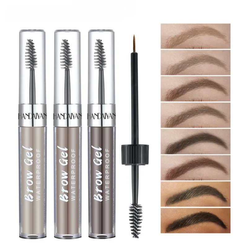Lápiz de cejas líquido opcional de 8 colores, tinte de doble cabeza, resistente al agua, sin manchas, fácil de colorear con cepillo para cejas, productos de belleza