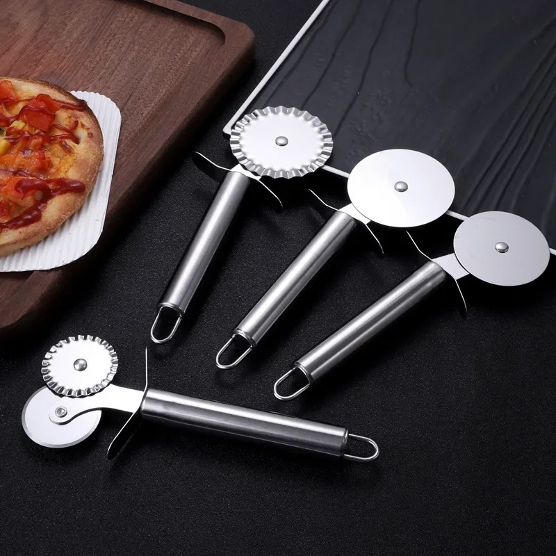 Pizza Roller Cutter Stainless Steel Pizza Knife Shovel Cake Crepes Multifunction Round Wave Cutter Wheels Hob Pizza Baking Tools