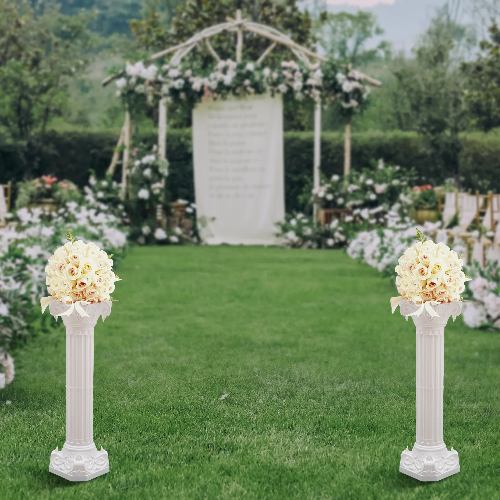 

Rectangle Wedding Landscaping Roman Pillar Europeanism Wedding Roman Column White Party Flowerpot Holder